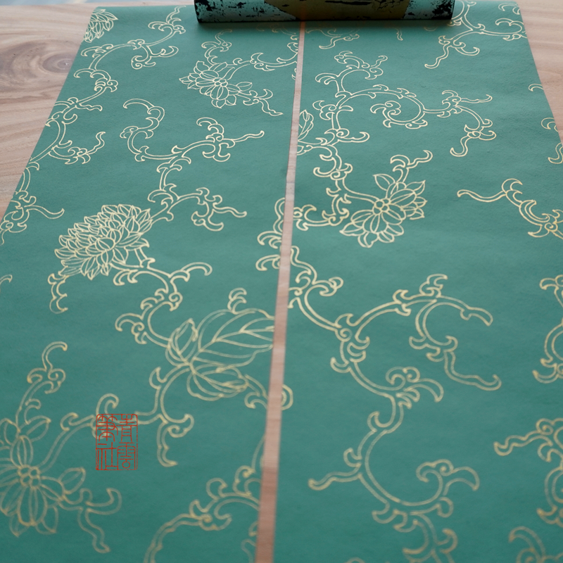 Green Cloud Pens Social Truth Gold Hand-painted Wax sheet Ice Mei Cloud Tangle Branches Lotus Ginoletto Longtang Paper Book House United Small Canvas Strips