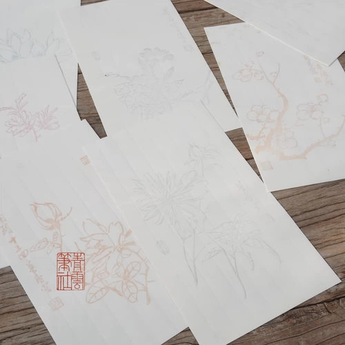 朵云轩 Менглу окрашенные ноты набор из 8 картин 2012 Woodblock Watermark Letter Paper Raw Rice Paper Embryom