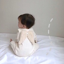 Spring and Autumn New Korean version of cotton ins long sleeve jumpsuit wings detachable baby ha clothes baby climbing clothes Net Red