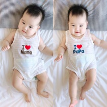 2 pieces of price Japanese baby bamboo cotton Triangle shirt newborn baby love mom and dad vest ha summer