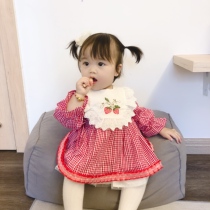 2022 spring and summer new baby girl child Spanish style infant embroidery one-piece dress strawberry baby princess dress