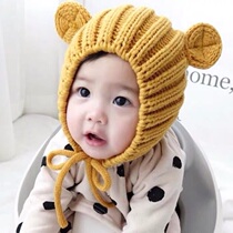 ins explosive 2021 autumn and winter Korean Childrens hat bear ear protection knitwear hat baby wool hat