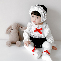 2022 springtime Korean version of the new baby one-piece dress loolie wind baby Harvest newborn climbs to serve three sets