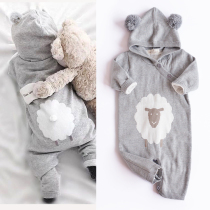ins explosive baby sweater baby newborn clothes cartoon lamb hooded jumpsuit