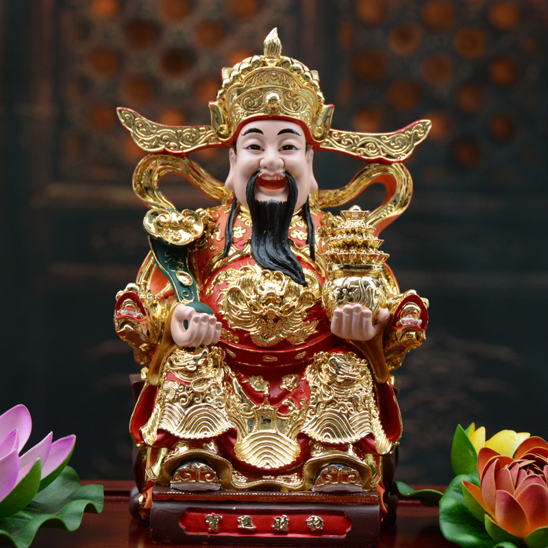 Resin God of Fortune Resin God of Fortune Resin God of Fortune Buddha Statue Fiberglass God of Fortune Ornament Opening Gift Ornament Offering Lucky 12