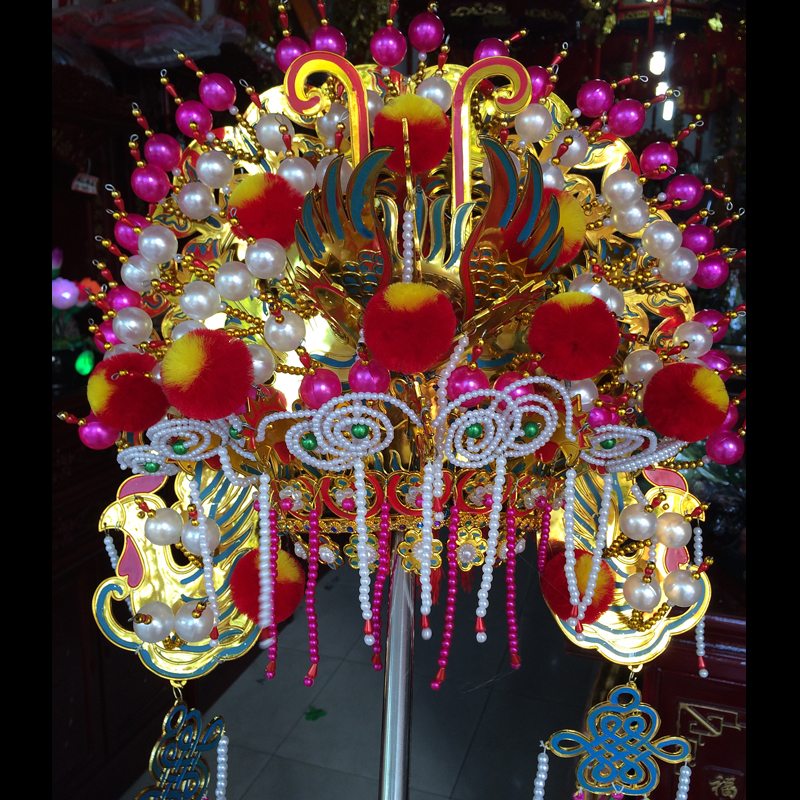 Copper leather hat cap crown five phoenix crown empress hat Taishan grandmother Mazu Virgin hat bodhisattva phoenix crown drama gold bronze hat
