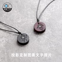 Sandalwood Projection Lettering Photos Custom Necklace Pendant Lovers A Couple of 100 Languages I Love You Love Gift