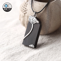 Sandalwood Thai Pure Silver Lotus Lotus Leaf Lotus Leaf Ancient Wind Retro Ornaments Pendant Necklace Long cotton numb sweater to send girlfriend Mom