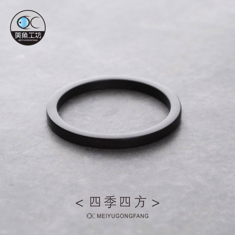 Mermaid Workshop Brief Personality Black Sandalwood Slim Bracelet Women's Hand Rings Slim Square Retro Small Crowdart Hand Accessories