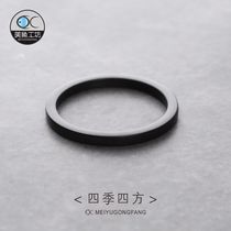 Mermaid Workshop Brief Personality Black Sandalwood Slim Bracelet Womens Hand Rings Slim Square Retro Small Crowdart Hand Trinkets