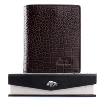 Running Wolf SWSPORT Wallet Men Genuine Leather Short crocodile Genuine Bull Leather Men Money Clip Harp Casual Leather Clips