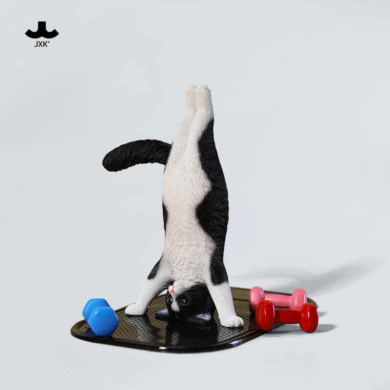 Jxk 1/6 Yoga Cat Model Simulation Fitness Cat Figurine Creative Small Ornament Trendy Toy Miniature Doll
