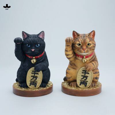 Non-current JXK Maneki Neko - Ten Million taels model Simulation cute pet Mimi Animal Figurine Gift, Trendy Desktop Decoration