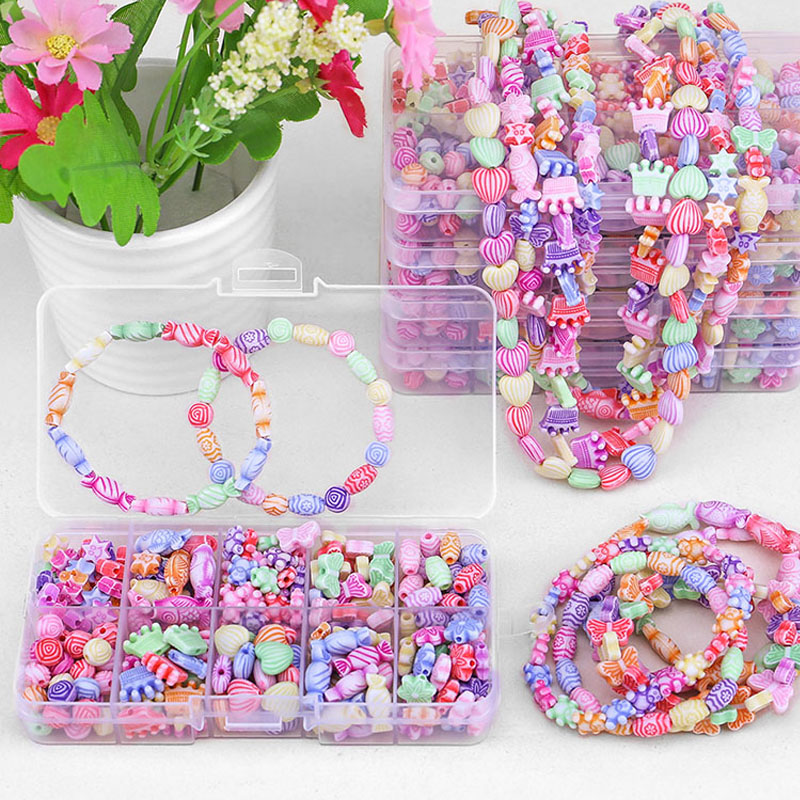Diy children string beads toys pro girl hand-made materials baby wearing beads