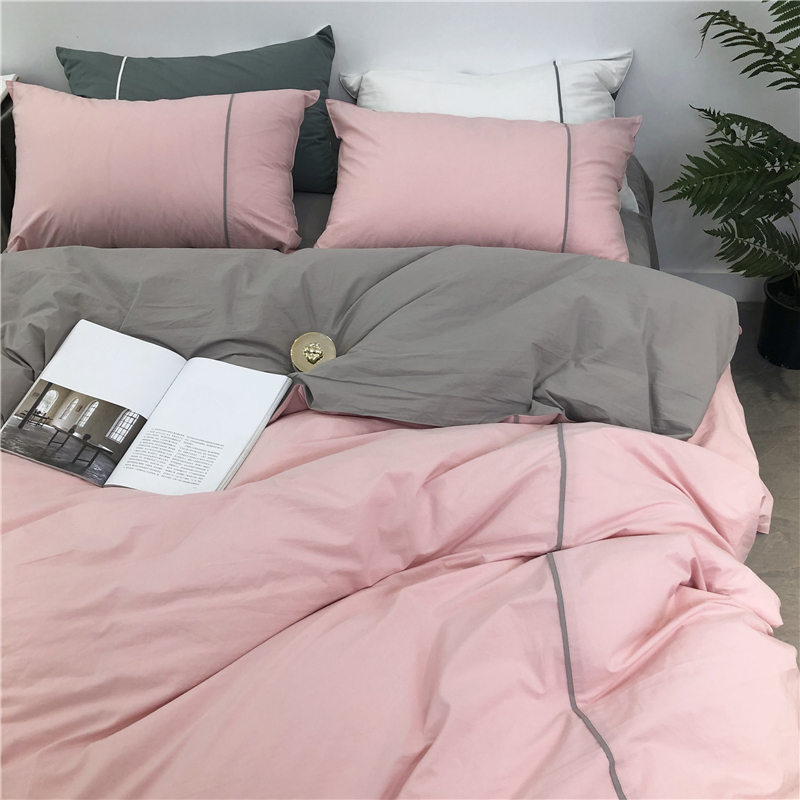 Đồng bằng khô 60 rắn màu bông giặt Bộ bốn mảnh cotton hai mặt giặt trần ngủ 1.8 bộ đồ giường - Bộ đồ giường bốn mảnh chăn ga cao cấp