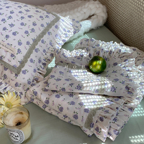 Floral) Korean Department Fresh Girl Law Romantic Double Layer Yarn Pure Cotton Four Pieces Full Cotton Retro Bed Linen