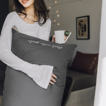 Light luxury simple pure color embroidery cotton pillowcase a pair of single couple pillowcase color flying edge color comparison retro
