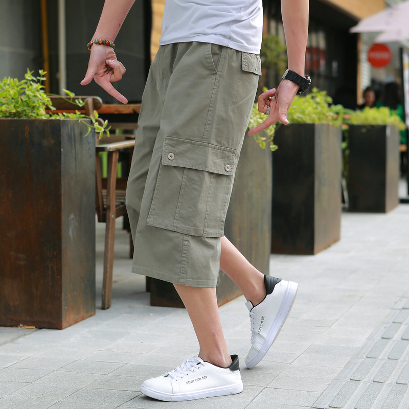 Quần tây nam size siêu nhiều túi bảy quần nam tăng chất béo quần âu chất lỏng quần short thể thao quần short nam