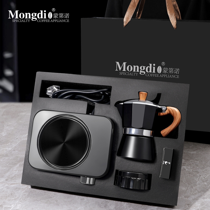 Mongdio Moka Pot Set Gift Box Coffee Maker Italian Coffee Machine Hand-Brewed Coffee Set Birthday Gift