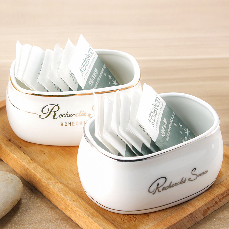 Ceramic milk jar jar Gold and silver edge white porcelain coffee sugar jar Seasoning jar Milk cup Milk pot Coffee pot supporting appliances