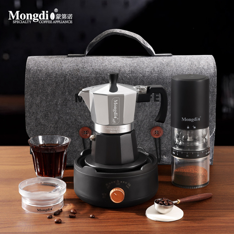 Mongdio Moka Pot Double Valve Moka Coffee Pot Set Home Use Italian Coffee Maker Coffee Pot Storage Bag