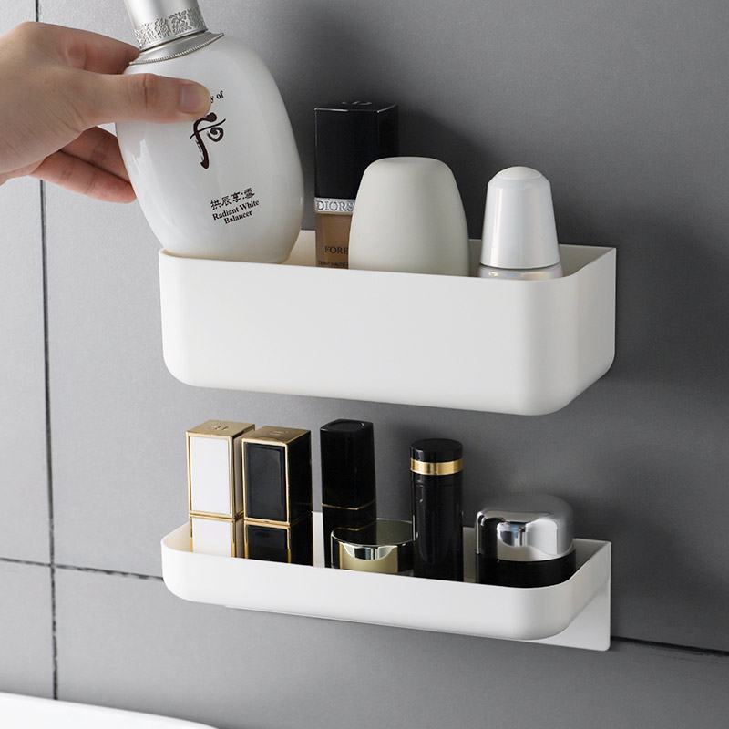 Traceless wall-mounted cosmetic storage box Bathroom rack cosmetic storage basket Wall-mounted free punch