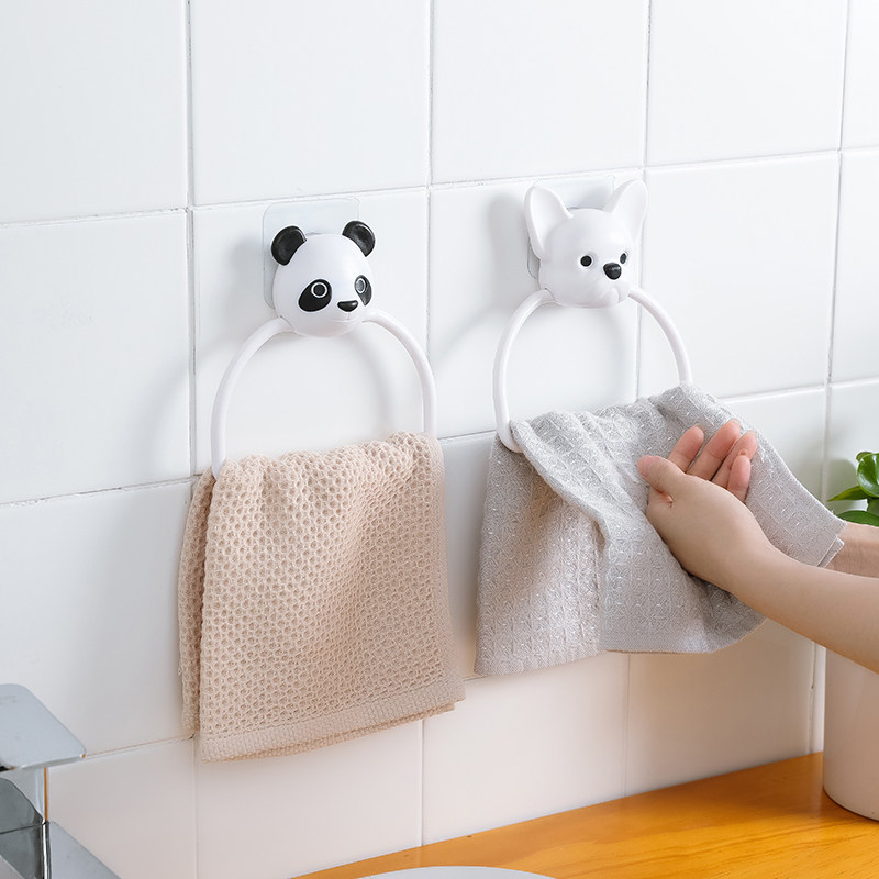 Cartoon cute towel ring home kitchen dressing room no trace paste towel rack towel rack hanging cloth rack