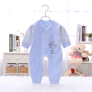婴儿连体衣服春秋季纯棉初生宝宝秋装开裆长袖哈衣爬服新生儿无骨