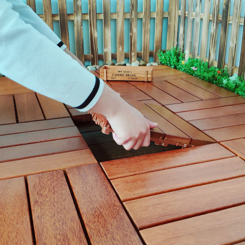 Link to gambato solid wood anti-corrosion wood Balcony floor Outdoor terrace Outdoor brushed surface Removable wooden floor