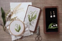 Leye Handmade stella Original Retro Embroidered Lily of the Valley Jewelry Box Gift Customizable