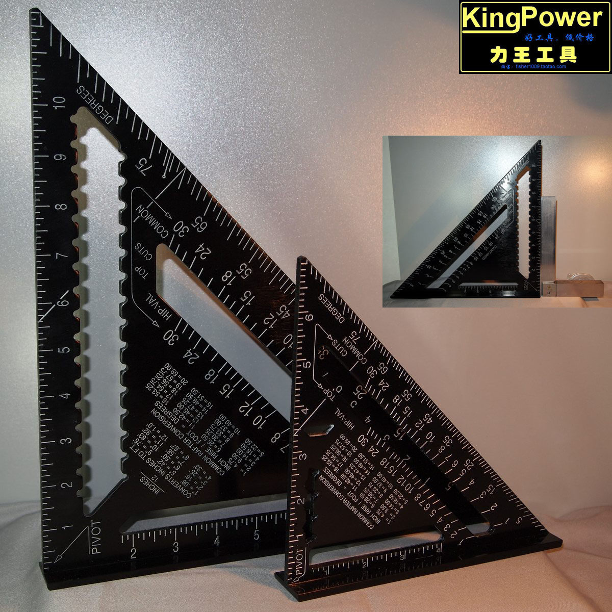 B96E brand new 7 inch 12 inch large triangle ruler Square aluminum alloy angle ruler inch woodworking marking ruler