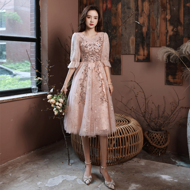 Evening dress new 2022 explosion style engagement dress skirt French dress small crowd can usually wear annual meeting dress female