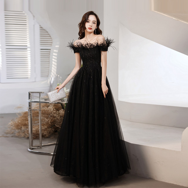 Black evening dress new 2022 hot style light luxury annual meeting evening dress skirt banquet temperament celebrity new dress female