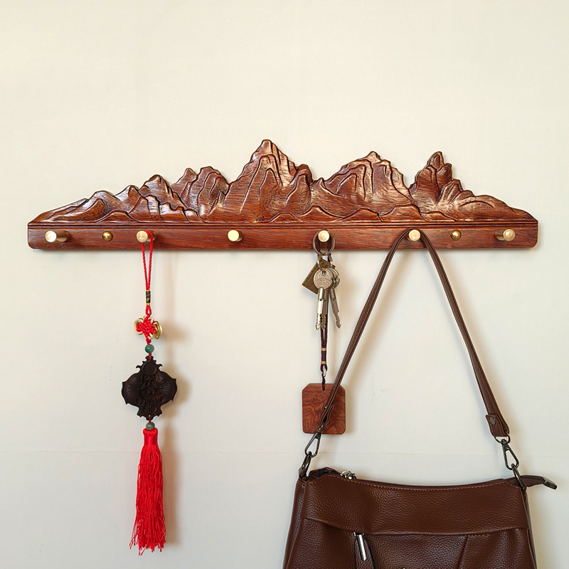 New Chinese-Style Solid Wood Landscape Relief Wall-Mounted Coat Rack for Entryway, Living Room, Behind the Door, Creative Decorative Hook for Storing Clothes and Hats New Chinese-Style Solid Wood Landscape Relief Wall-Mounted Coat Rack for Entryway, Living Room, Behind the Door, Creative Decorative Hook for Storing Clothes and Hats