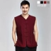 Thanh niên áo vest nam vải cotton mùa hè mỏng phần giữa và tuổi già Tang phù hợp với áo vest lỏng cộng với phân bón để tăng tay - Dệt kim Vest