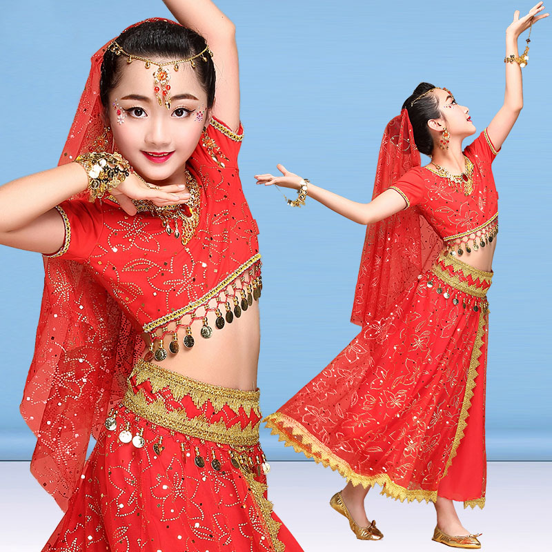 Children's belly dance costumes 2022 new Indian dance costumes female children Xinjiang dance costumes performance suits