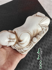 Ювелирный камень 战国乾隆年制岫玉古玩玉器玉璧古董高古玉旧货童子枕头老物件摆件