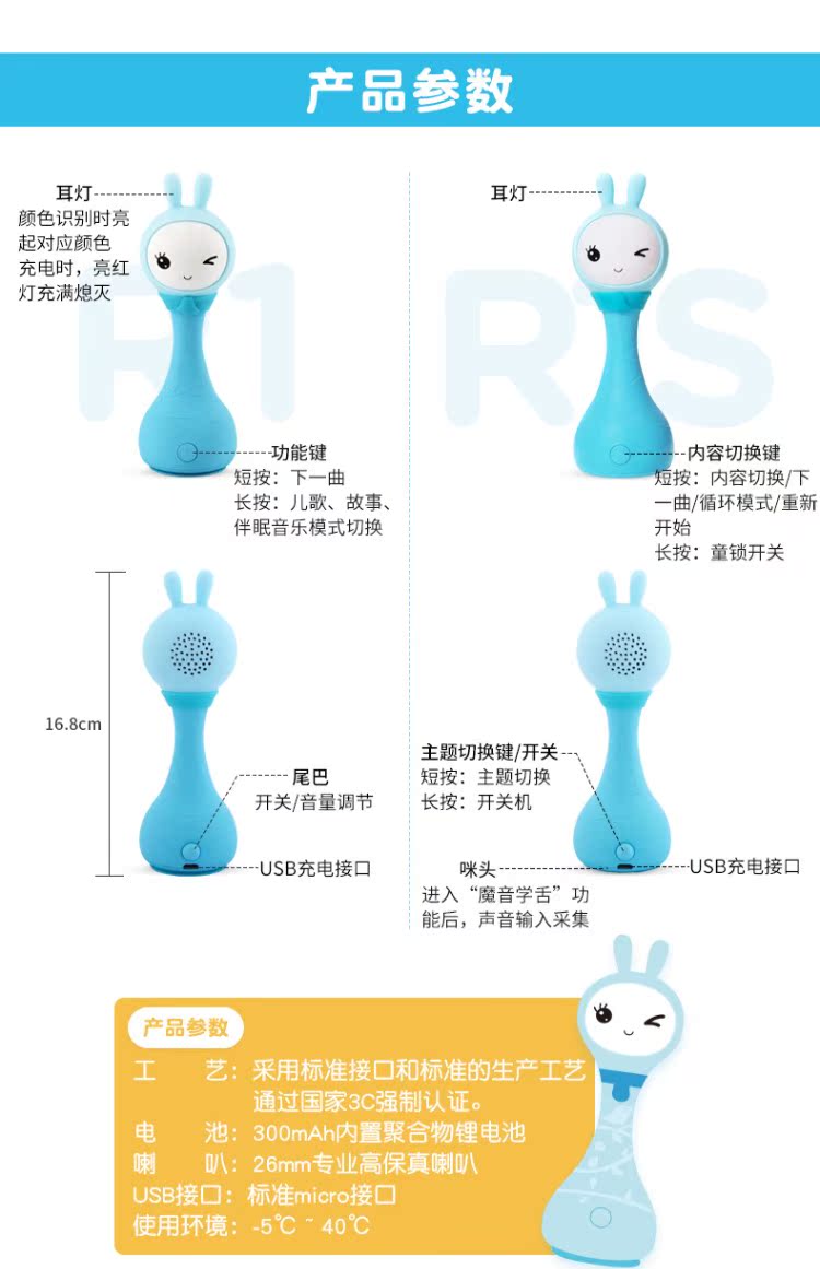 Thỏ lửa R1S Tay cầm điện tử thông minh Lấy tay Đồ chơi Âm nhạc Máy bé sơ sinh Bé sơ sinh Máy học sớm R1 đồ chơi điện tử thông miinh