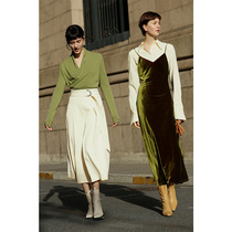 RoseLingLing retro temperament Taiwan fabric material high waist elegant Bud waist Middle long skirt women