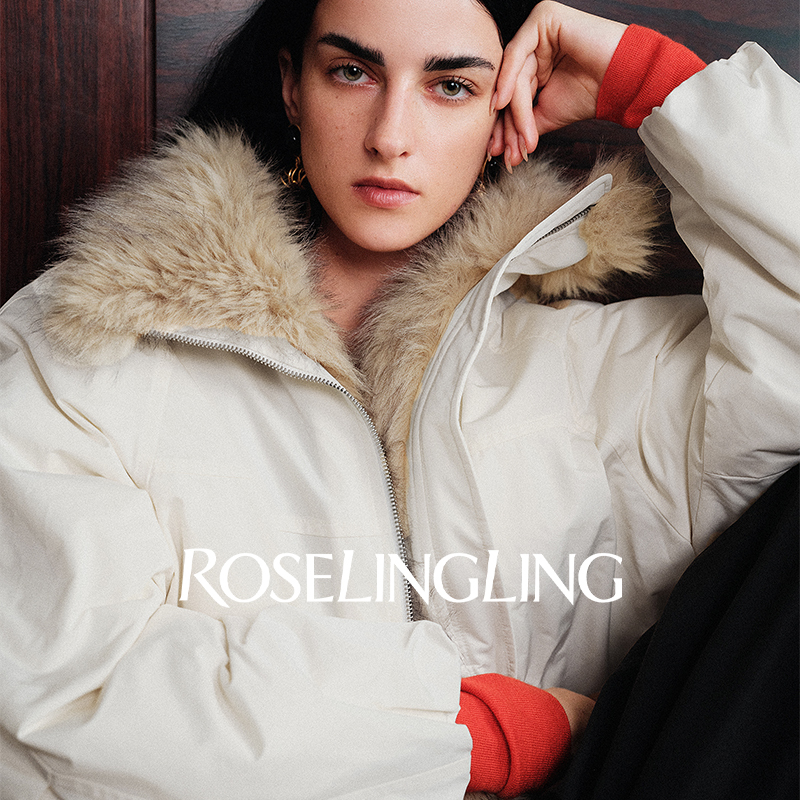 [Celebrity Style] Roselingling Eco-Friendly Fur Patchwork Puffer Jacket with Flower Bud Fur Collar, Short Parka