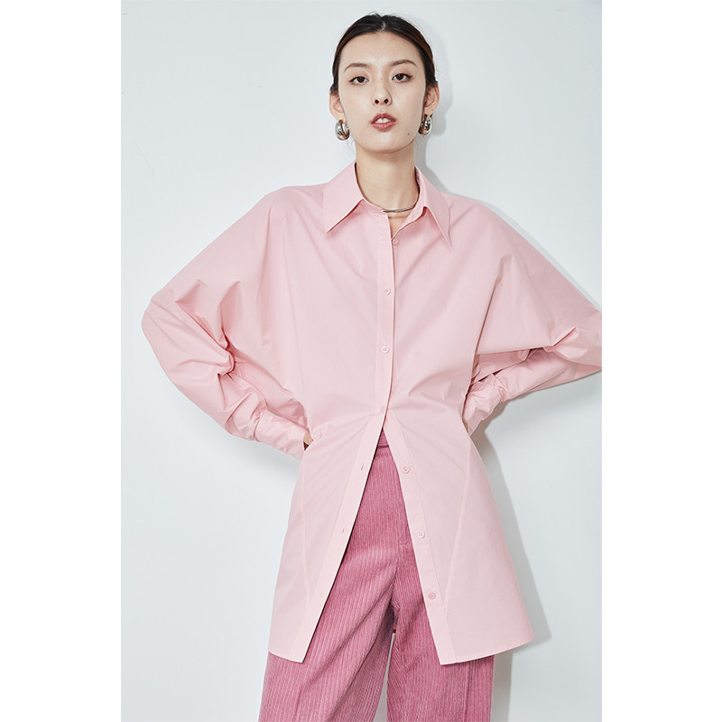 RoseLing Ling (blogger's recommended explosion) 60 light paper cotton sleeve pink shirt woman