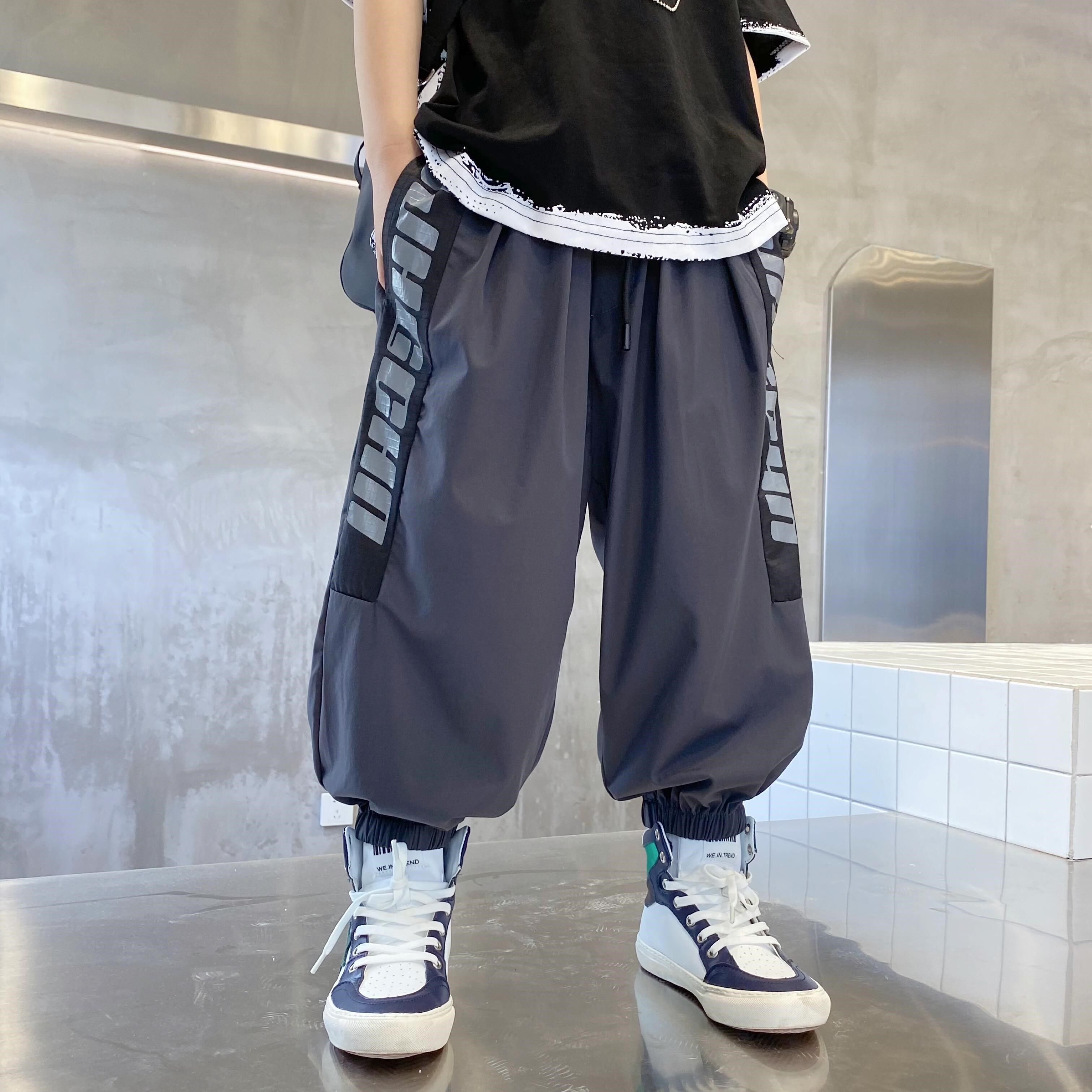 Boy long pants Summer thin section 2022 New foreign pie outside wearing Harun pants Children Korean version loose Sport Anti-mosquito pants