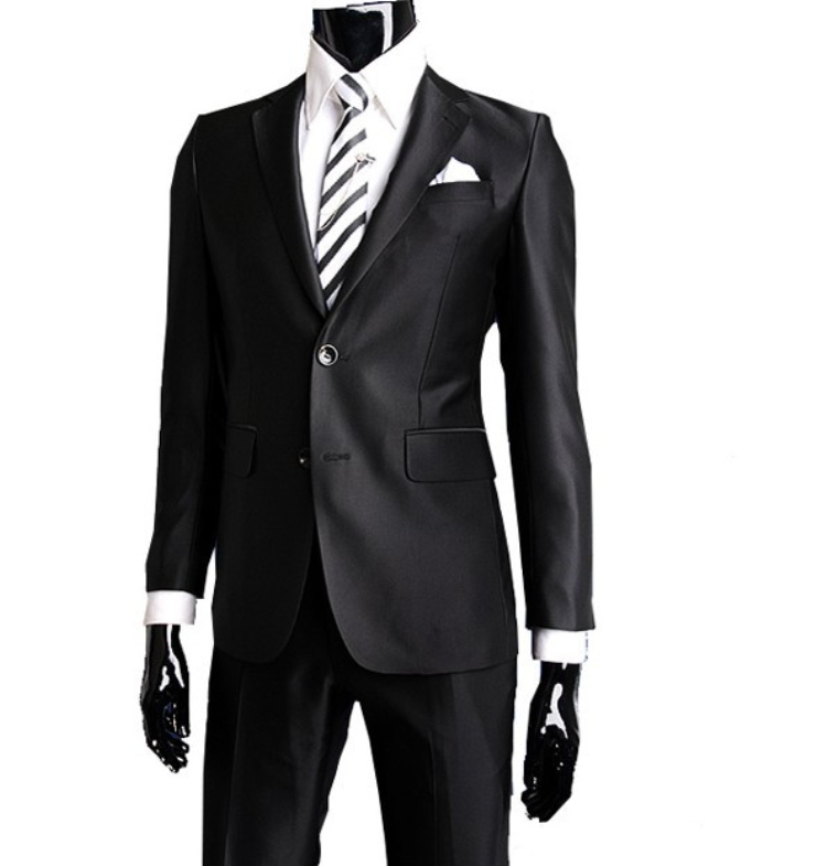 Bộ đồ vest nam chú rể Váy cưới thanh niên mỏng Hàn Quốc màu đen bóng cưới tổ chức bộ đồ nóng áo sơ mi nam