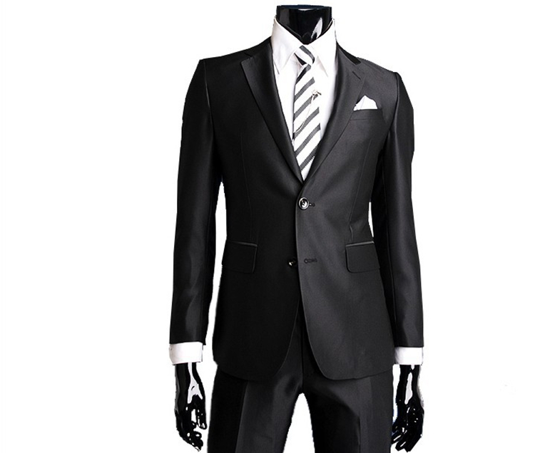 Bộ đồ vest nam chú rể Váy cưới thanh niên mỏng Hàn Quốc màu đen bóng cưới tổ chức bộ đồ nóng áo sơ mi nam
