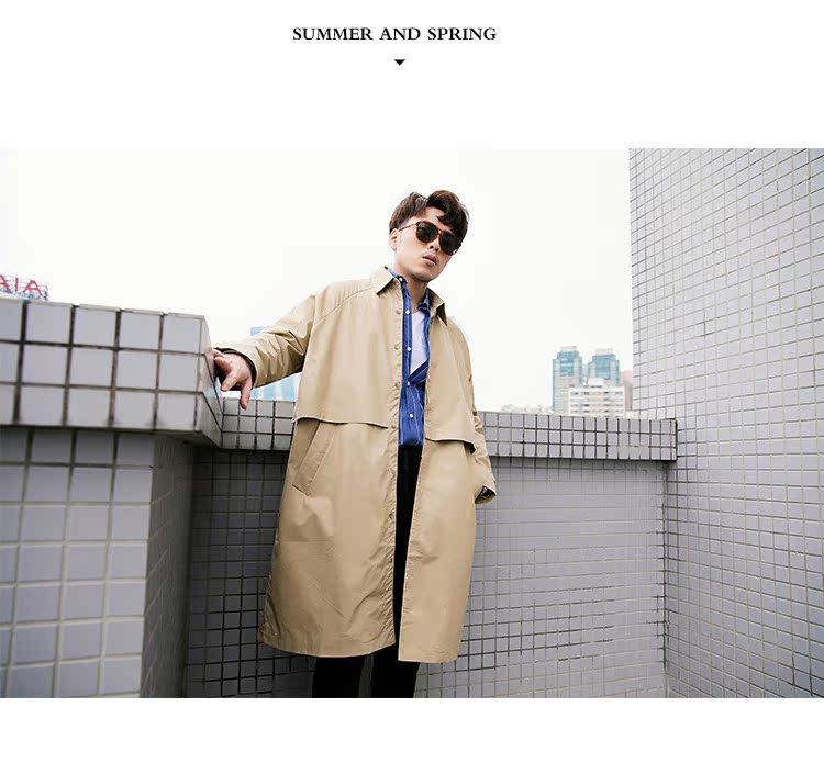 Mustache shop 2018 xuân mới đơn giản khâu thời trang áo khoác dài áo gió nam thanh niên giải trí áo gió đôi