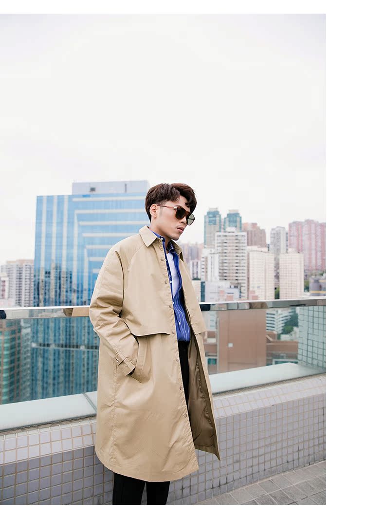 Mustache shop 2018 xuân mới đơn giản khâu thời trang áo khoác dài áo gió nam thanh niên giải trí áo gió đôi