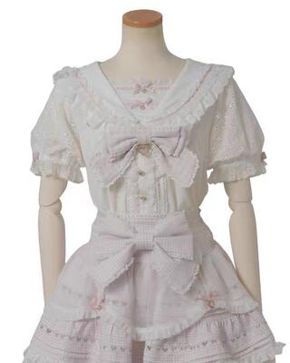 Japanese-style cute and sweet girl feng shui hand-collar pearl shirt, uniform size