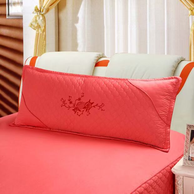 Khuyến mãi đơn giản twill rắn màu thêu bông dày bông bông gối đôi 1.1m kéo dài - Gối trường hợp gối chống giật mình