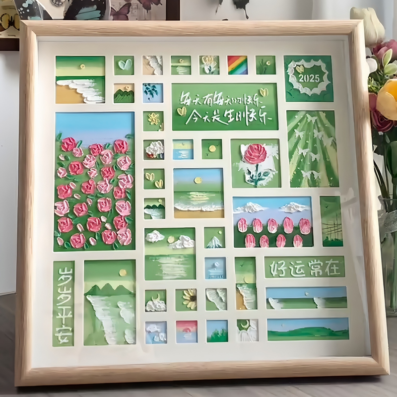 Birthday Gift DIY Oil Pastel Set with Multi-Grid Picture Frame LAOSHU for Boyfriend, Girlfriend, or Female Friends with a High-End Feel