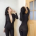 Sexy đồ lót Xiêm đen mở cao co giãn dài tay dây kéo cám dỗ bó sát cơ thể dọc cơ thể đẹp chân vớ quần tất nữ Hàn Quốc Vớ